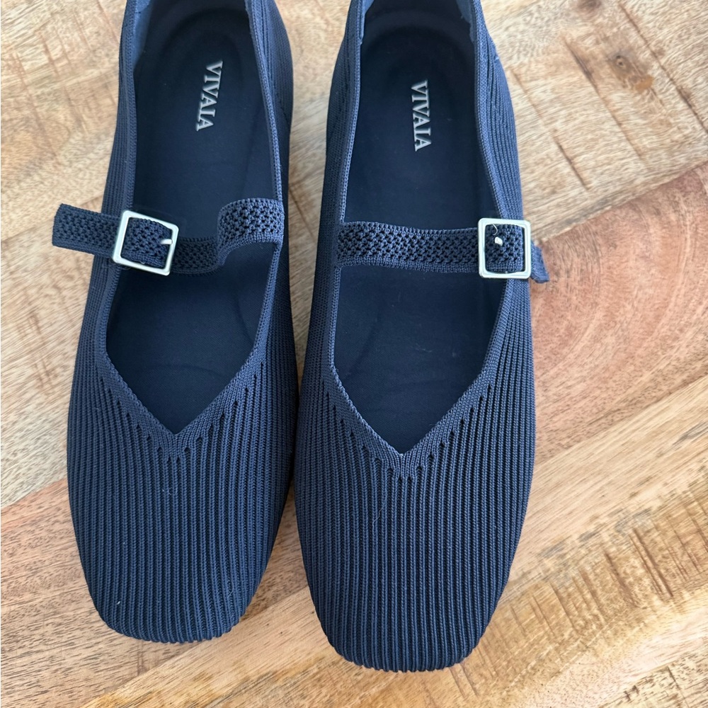 VIVAIA Women’s Navy Knit Mary Jane Flats 40.5